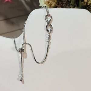 SILVER Bolo infinity symbol with CZs. LOVE symbol ❤ bracelet.